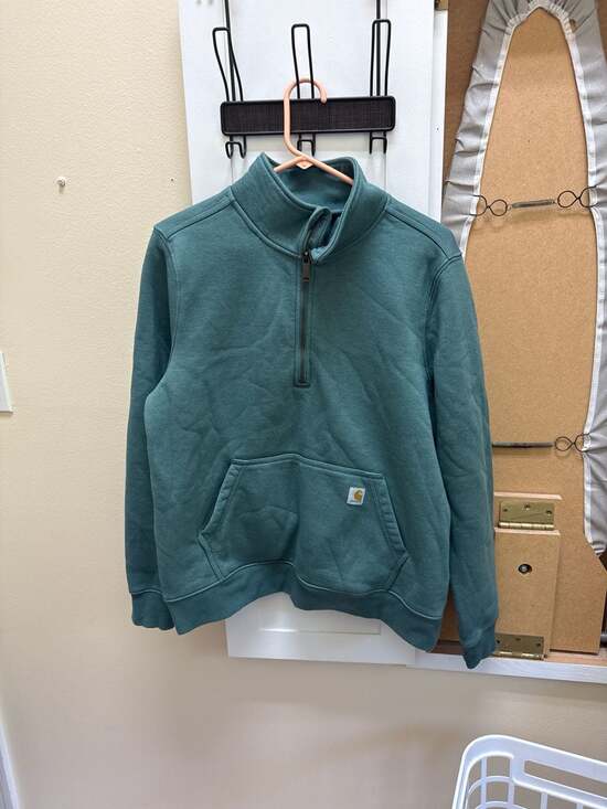 Carhartt Tops - Carhartt Women's Relaxed Fit Quarter-Zip Sweatshirt in Heather Jade